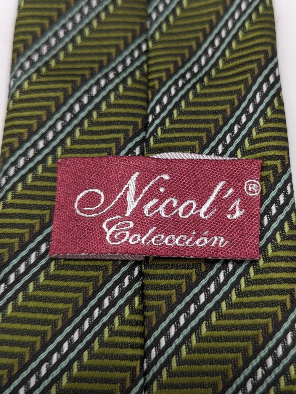 Nicols Collection Green Striped Skinny Tie Men's Neck Tie